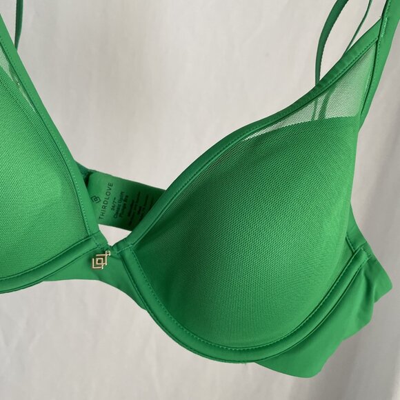 ThirdLove 24/7 Classic Uplift Plunge Bra Size 36A½ Green Smooth T-Shirt Mesh New - Picture 11 of 12